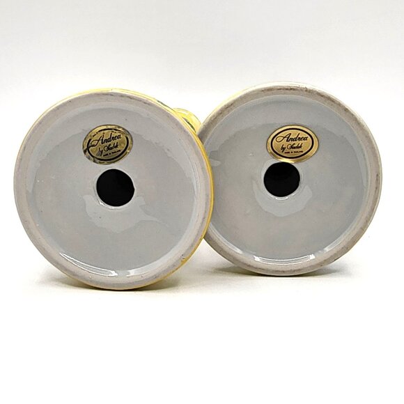 Candlesticks Andrea By Sadek French Country Yellow /Blue Violets Floral Ceramic - Picture 3 of 8